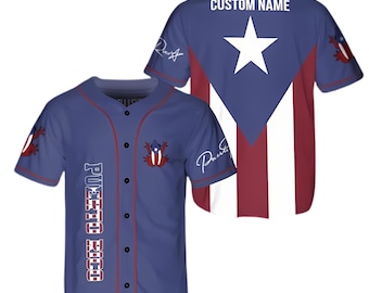 Camiseta de béisbol personalizada de Puerto Rico - Camiseta con la bandera de Puerto Rico - Camiseta deportiva unisex