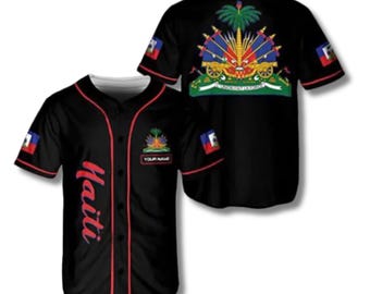 Personalized Haiti Baseball Jersey: Haitian Flag, Custom Name
