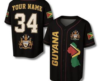 Custom Guyana Baseball Jersey - Personalized 3D Flag Shirt with Name and Number