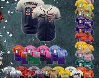 Custom Baseball Jersey with Team Name and Number, Personalized Button Down Softball Shirt, Multiple Colors, Breathable Men’s Uniform