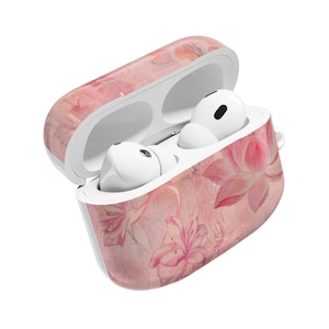 Pink Floral AirPod Case - Chic Earbud Case, Cute, Everyday Use, Floral Aesthetic, Vintage, Trendy