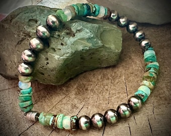 Turquoise, Opal & Navajo Pearl Bracelet