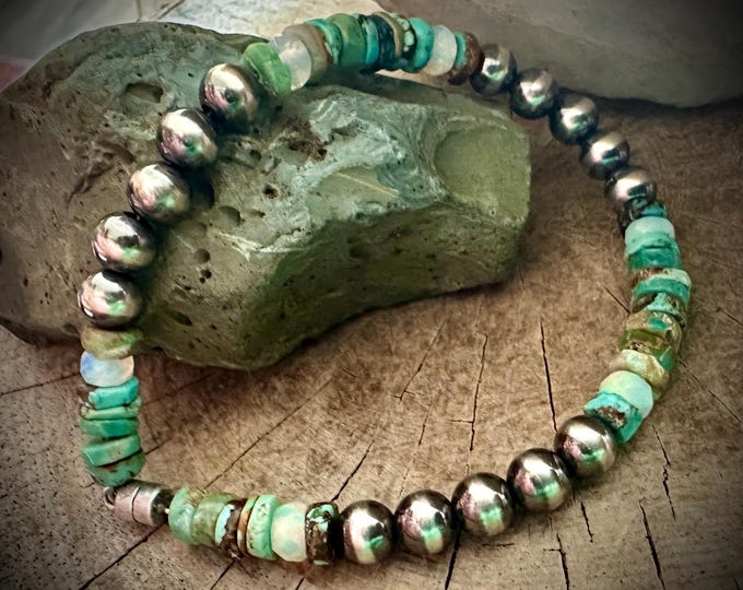 Turquoise, Opal & Navajo Pearl Bracelet