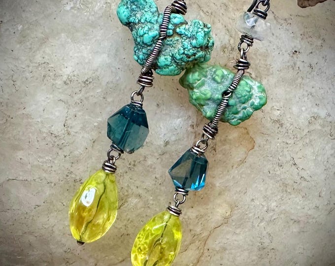 Glowing Glass & Stone Earrings