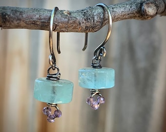 Rose de France & Mint Earrings