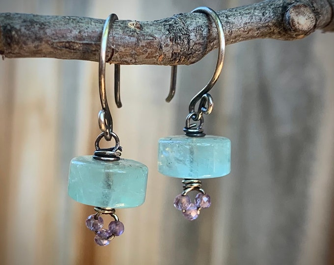 Rose de France & Mint Earrings