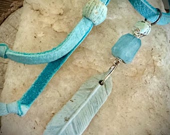 Blue Sky Feather Necklace