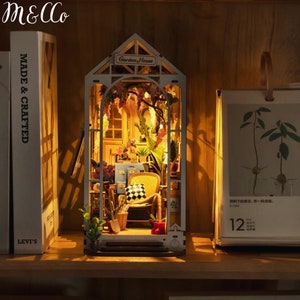 3D Wooden Garden House Book Nook | DIY Booknook Kit | Wooden Puzzle | Shelf Insert | Bookshelf Decor | Gift for Reader | Bookworm Gift