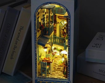 3D Beach side Town Book Nook | DIY Booknook Craftkit | Bookshelf Decor | Book Shelf Insert | Wooden Puzzle | Gift for Reader | Bookworm Gift