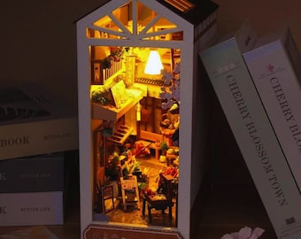 Wooden Japanese Market Booknook | DIY Book Nook Kit | 3D Model | Bookshelf decor | Bookshelf insert | Wooden Puzzle | Gift for reader