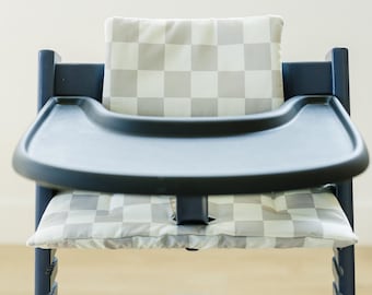 Wipeable Highchair Cushion for Stokke Tripp Trapp: Neutral Checkered Cover