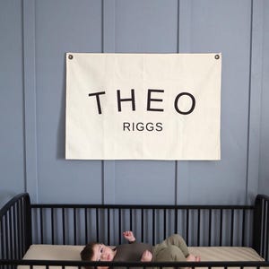 Custom Canvas Name Banner - Baby Name Banner - Canvas Name Flag for Nursery - Custom Name Banner for Kids Room