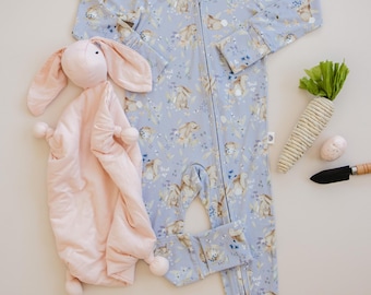 Mono de bambú con cremallera y diseño de conejito en flor