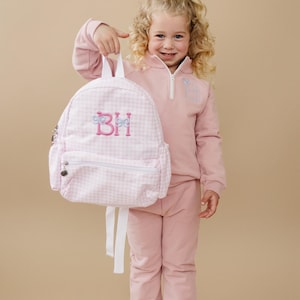 Personalized Gingham Toddler Backpack - Pink