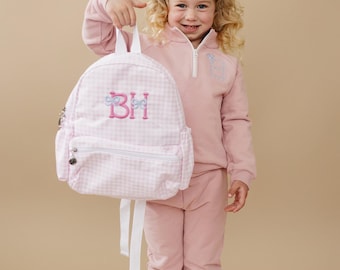 Personalisierter Vichy-Karo-Rucksack für Kleinkinder – Rosa