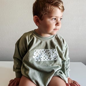 Big Brother Checkered Sweatshirt Romper: Baby Boy Outfit
