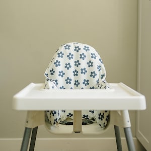 Black Floral Cushion Cover for IKEA Antilop Highchair - High Chair Cushion - Wipeable - Highchair Accessories - Personalized Embroidery