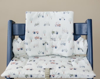Tiny Tractors Cushion for the Stokke Tripp Trapp Highchair - Wipeable Cover - Baby Highchair Accessories