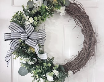 Everyday Greenery & Floral Grapevine Wreath 18” front door - outdoor wreath