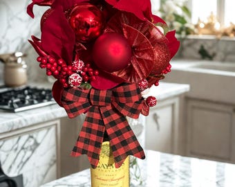 Christmas Wine Bottle Bouquet Topper
