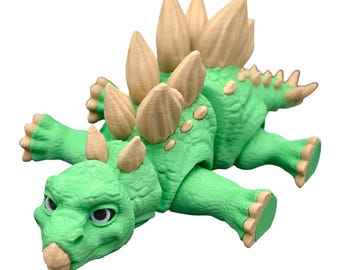 3D Printed Stegosaurus Toy: Articulated Multicolor Fidget Dinosaur