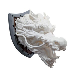 Eastern Dragon head wall mount trophy - DnD Decor - Ready for Painting - 3D Printed Fantasy Art - Perfect Gift for Gamers