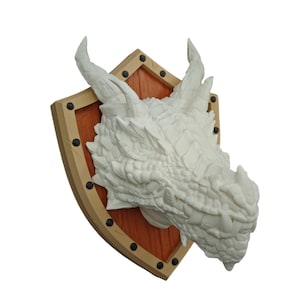 Dragon head wall mount trophy - DnD Decor - Ready for Painting - 3D Printed Fantasy Art - Perfect Gift for Gamers