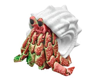Juguete antiestrés con forma de cangrejo ermitaño impreso en 3D: caparazón magnético extraíble.