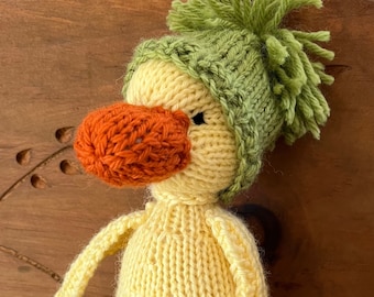 Stuffed Animal, Duck Plush Toy,  Knitted Duck Toy, Natural Plushie, Handmade Toy, Eco Kids Toy, READY TO SHIP