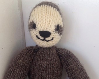 Sloth Hand knit Stuffed Animal - Plush Natural Toy - Woodland Friend Waldorf Toy