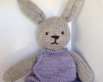 Bunny Rabbit Natural Hand Knit Heirloom Toy Wool Stuffed Animal Lovey