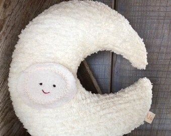 Plush Moon Pillow Toy Baby Child Eco Friendly Waldorf Crescent Moon