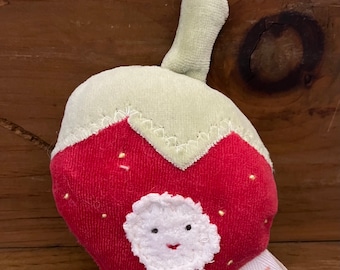 Strawberry Plush Doll -  Organic Toy - READY TO SHIP