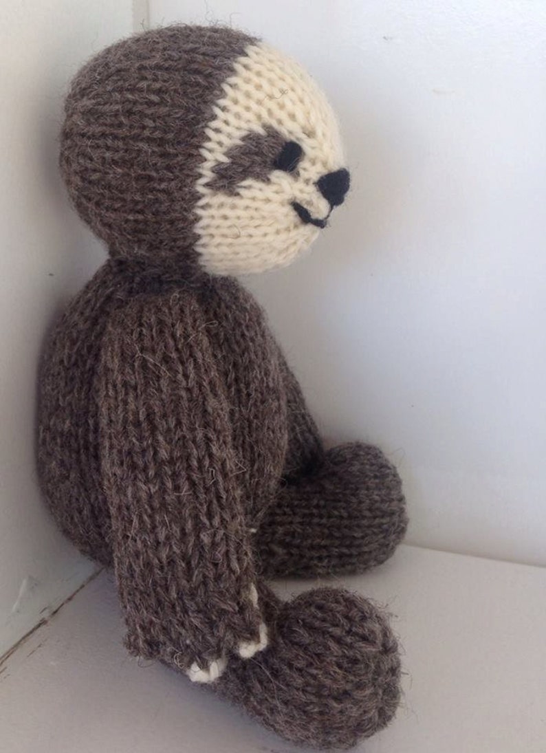 Sloth Hand knit Stuffed Animal Plush Natural Toy Woodland Friend Waldorf Toy image 3