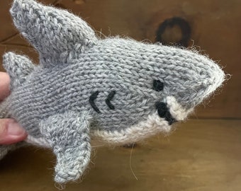 Shark -   Eco Kids Toy -  Heirloom Toy  - Natural hand Knit