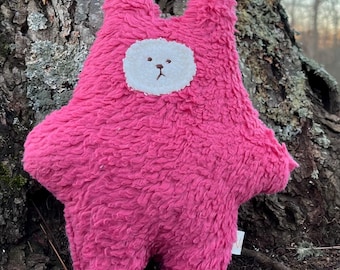 Rosy Pink Teddy Bear Cub: Organic Cotton Sherpa Plush