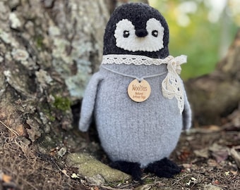 Penguin Handknit  Plushie: Eco Kids Toy