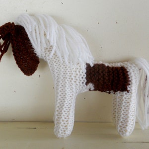 Earth Pony, Waldorf Toy, Stuffed Animal Horse, knitted horse, Paint, Pinto, Natural and Eco Friendly, handknit by Woolies on Etsy image 3