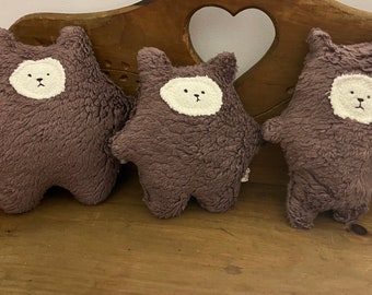 Organic Cotton Sherpa Bear Cub Plush - Embroidered Face