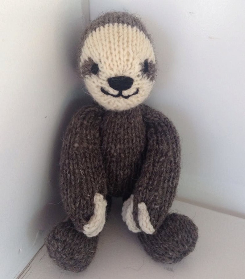 Sloth Hand knit Stuffed Animal Plush Natural Toy Woodland Friend Waldorf Toy image 2