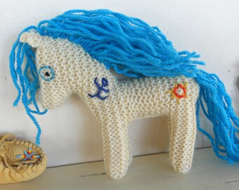 Earth Pony, Spirit Pony, Waldorf Toy, Stuffed Animal Horse, knitted horse, natural and eco friendly, handknit by Woolies on Etsy