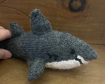 Shark -   Eco Kids Toy -  Heirloom Toy  - Natural hand Knit