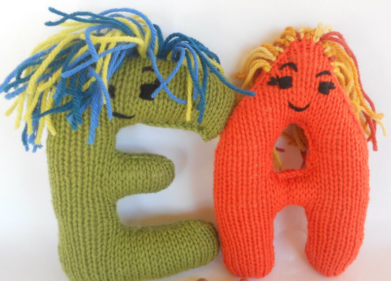 Alphabet Eco Friendly Learning Toy, Handknit Letter Stuffed Plush, Back to School, Custom knit image 2