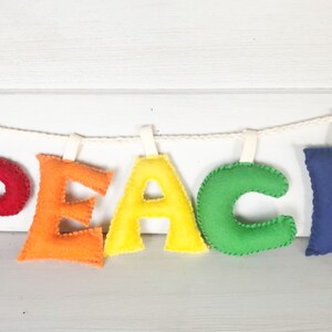 Peace Banner Garland Decor Rainbow Natural