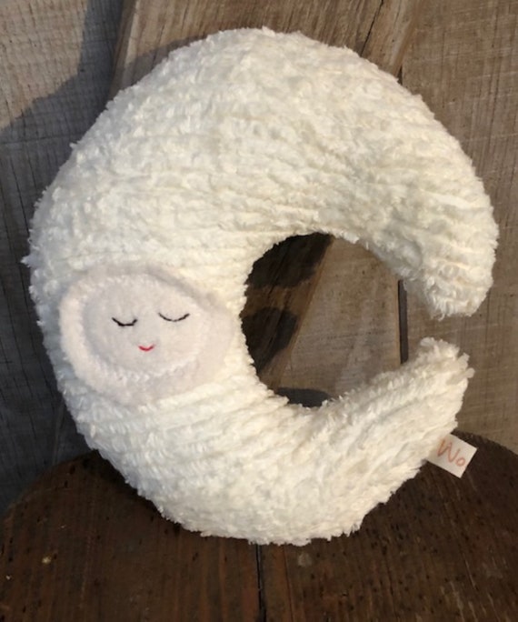Plush Moon Pillow Toy Baby Child Eco Friendly Crescent Moon Sleepy Eyes or Open Eyes Etsy UK