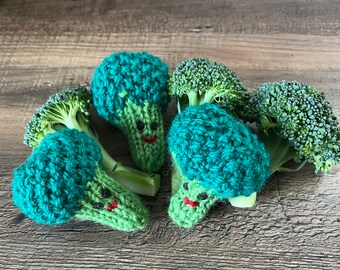 Handknit Wool Broccoli Pixie Plush Toy - Eco Kids Play Food