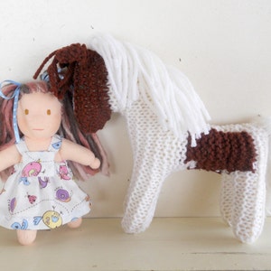Earth Pony, Waldorf Toy, Stuffed Animal Horse, knitted horse, Paint, Pinto, Natural and Eco Friendly, handknit by Woolies on Etsy image 2