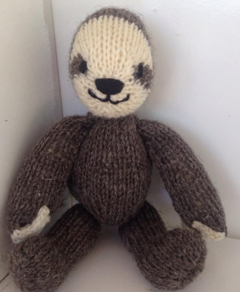 Sloth Hand knit Stuffed Animal Plush Natural Toy Woodland Friend Waldorf Toy image 1