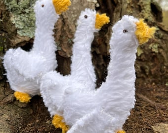 Organic Cotton Sherpa Goose Plushie - Handmade Kids Toy
