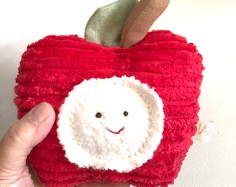 Stuffed Animal, Apple Toy, Fruit, Natural Eco Kids Baby Gift Child Plush
